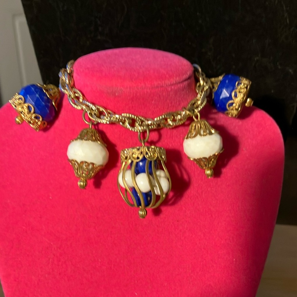 Gold and Blue Statement Necklace